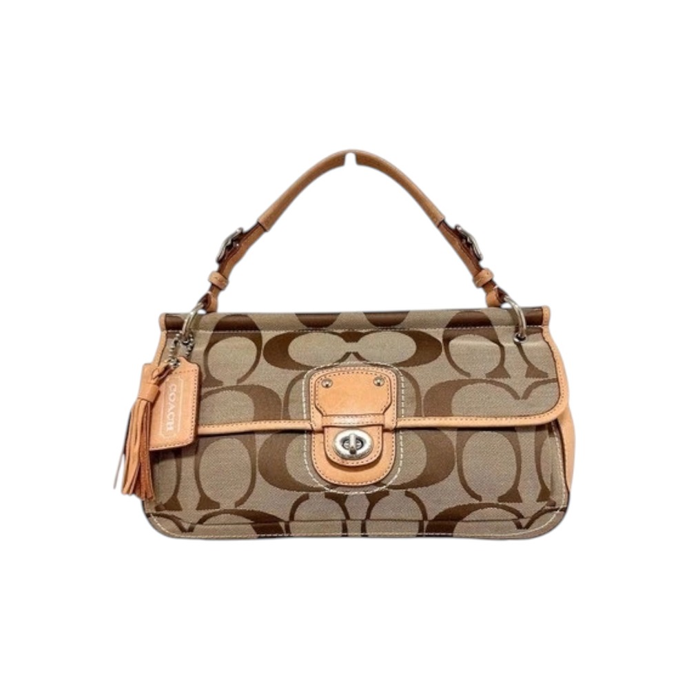 Coach Willis 70th Anniversary Flap Bag Canvas Vachetta Leather Y2K 19033